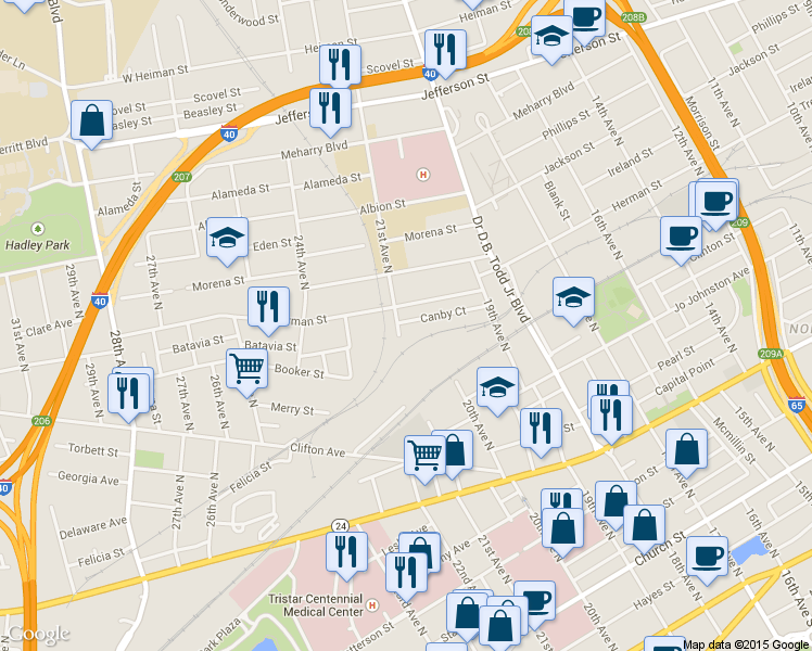 map of restaurants, bars, coffee shops, grocery stores, and more near 808 21st Ave N in Nashville