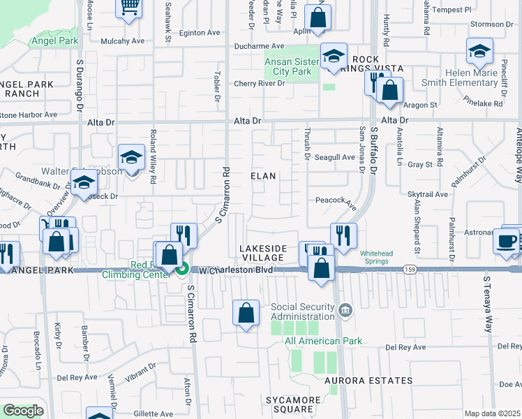 map of restaurants, bars, coffee shops, grocery stores, and more near 7905 Greycrest Court in Las Vegas