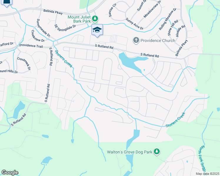 map of restaurants, bars, coffee shops, grocery stores, and more near 105 Salient Lane in Mt. Juliet