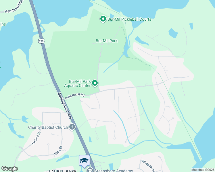 map of restaurants, bars, coffee shops, grocery stores, and more near 2 Hill Valley Court in Greensboro