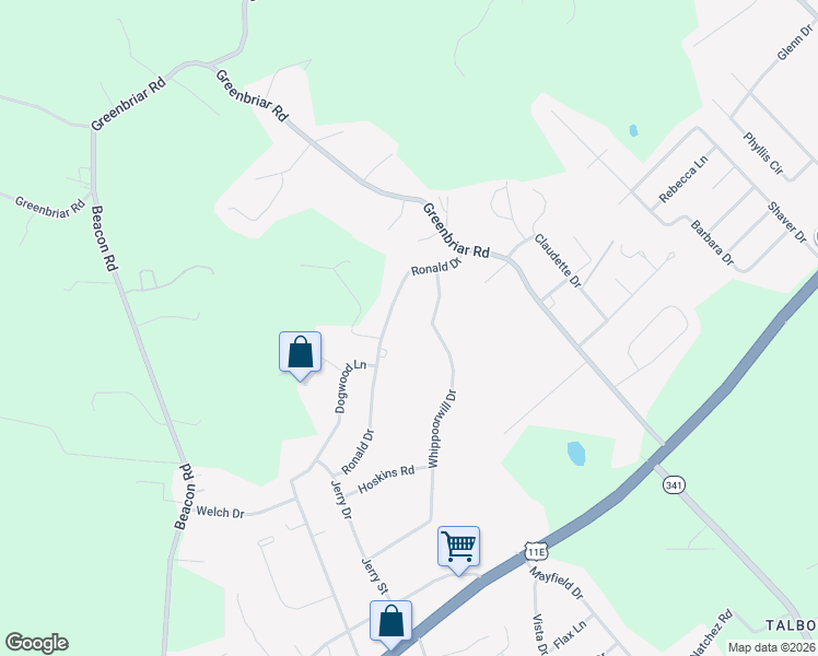 map of restaurants, bars, coffee shops, grocery stores, and more near 885 Whippoorwill Drive in Talbott