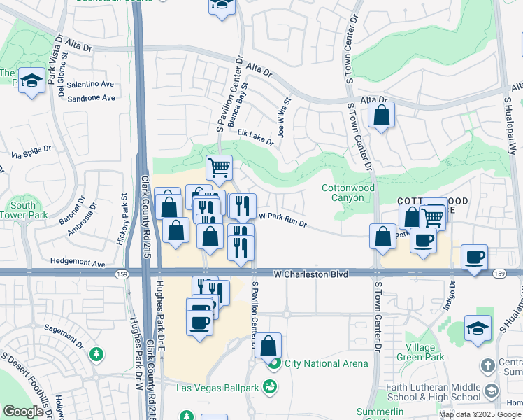 map of restaurants, bars, coffee shops, grocery stores, and more near 10711 Pappas Lane in Las Vegas