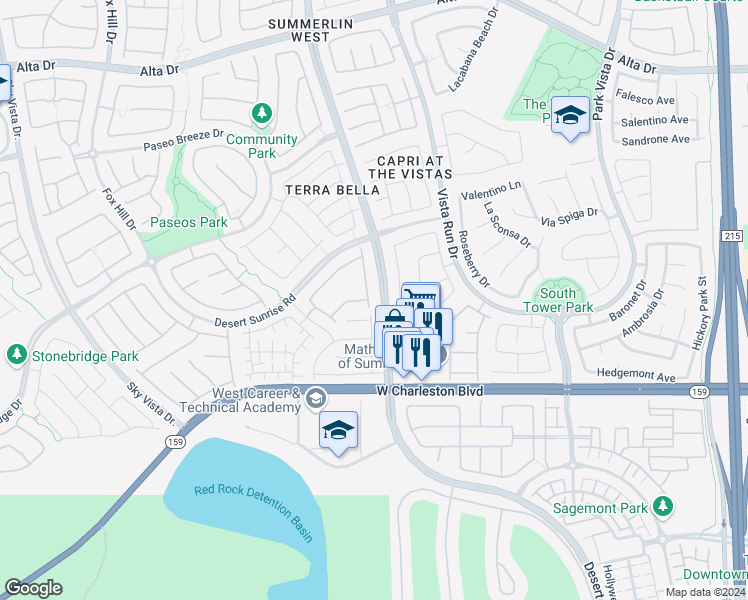 map of restaurants, bars, coffee shops, grocery stores, and more near 860 Canterra Street in Las Vegas