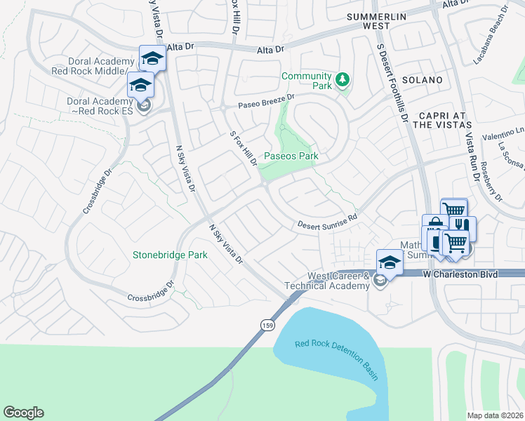 map of restaurants, bars, coffee shops, grocery stores, and more near 12269 Montura Rosa Place in Las Vegas