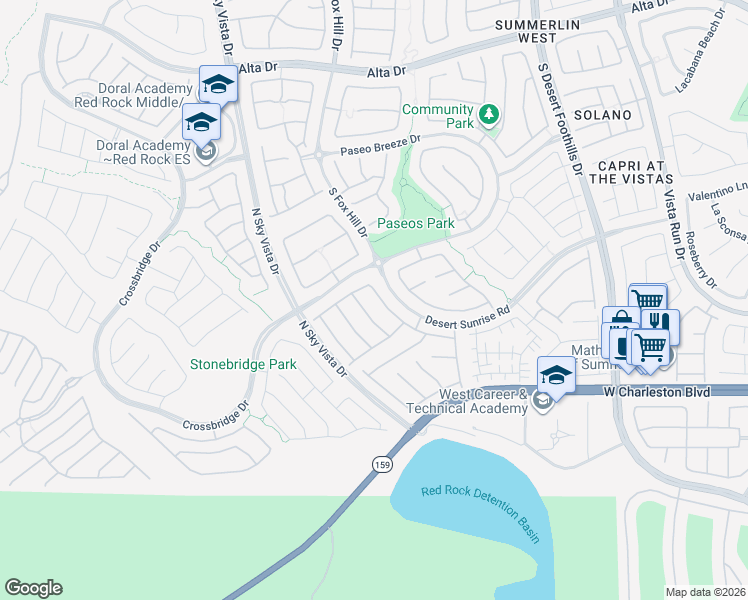 map of restaurants, bars, coffee shops, grocery stores, and more near 12269 Montura Rosa Place in Las Vegas
