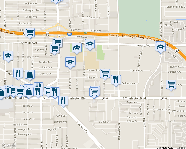 map of restaurants, bars, coffee shops, grocery stores, and more near 2816 Malta Place in Las Vegas