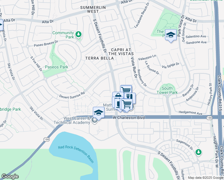 map of restaurants, bars, coffee shops, grocery stores, and more near 860 Canterra Street in Las Vegas