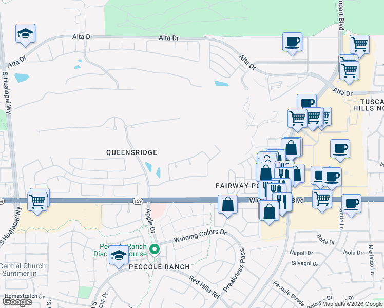 map of restaurants, bars, coffee shops, grocery stores, and more near 9309 Provence Garden Lane in Las Vegas