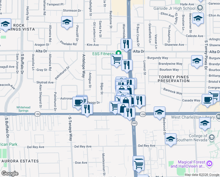 map of restaurants, bars, coffee shops, grocery stores, and more near 829 Cline Street in Las Vegas