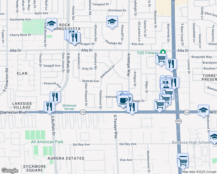 map of restaurants, bars, coffee shops, grocery stores, and more near 829 Eugene Cernan Street in Las Vegas