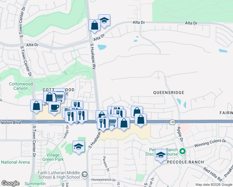 map of restaurants, bars, coffee shops, grocery stores, and more near 708 Jody Brook Court in Las Vegas