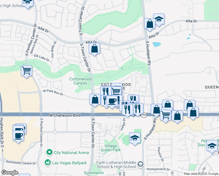 map of restaurants, bars, coffee shops, grocery stores, and more near 10232 Juniper Creek Lane in Las Vegas