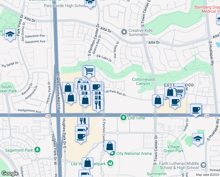 map of restaurants, bars, coffee shops, grocery stores, and more near 10621 Pedal Point Place in Las Vegas