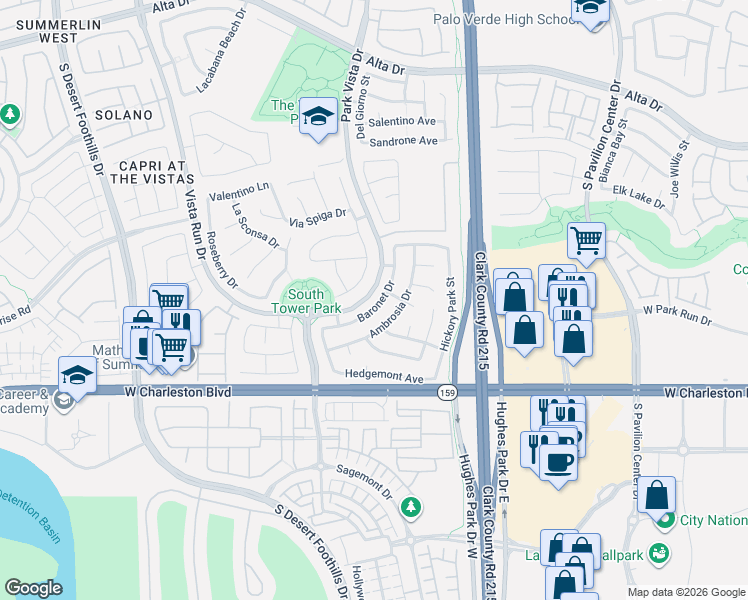 map of restaurants, bars, coffee shops, grocery stores, and more near 1005 Baronet Drive in Las Vegas