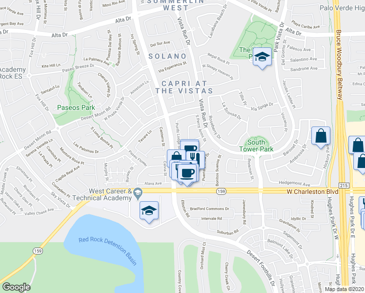 map of restaurants, bars, coffee shops, grocery stores, and more near 11734 Royal Derwent Drive in Las Vegas