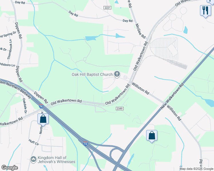 map of restaurants, bars, coffee shops, grocery stores, and more near 5425 Morris Hill Avenue in Walkertown