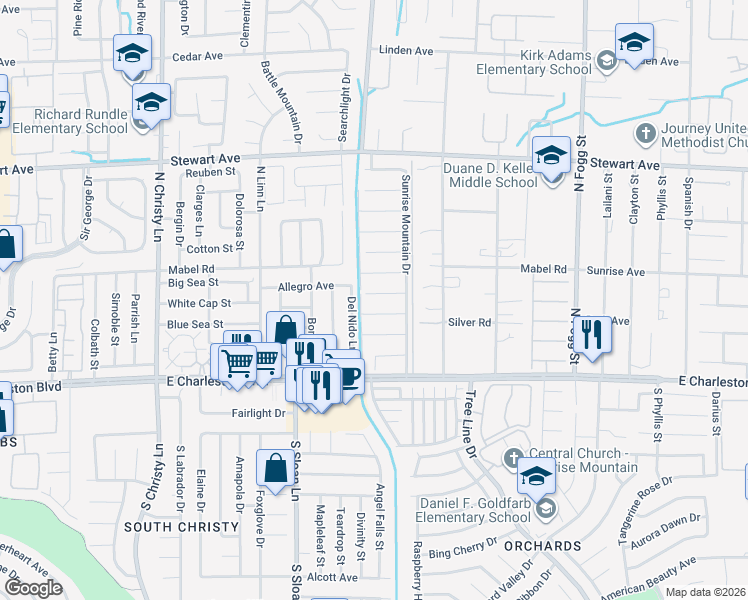 map of restaurants, bars, coffee shops, grocery stores, and more near 5925 Reflection Point Court in Las Vegas