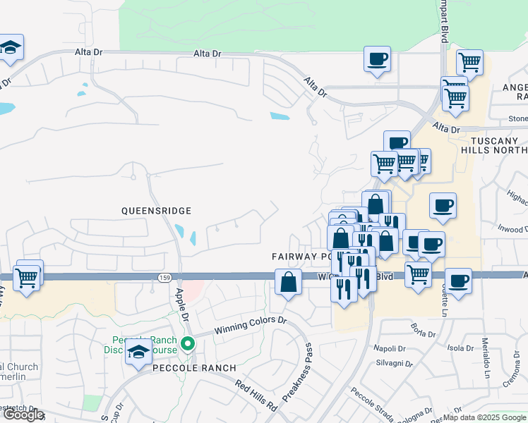 map of restaurants, bars, coffee shops, grocery stores, and more near 712 Charbonne Place in Las Vegas