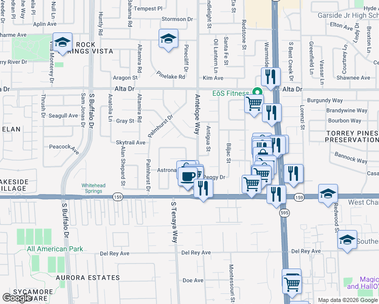 map of restaurants, bars, coffee shops, grocery stores, and more near in Las Vegas