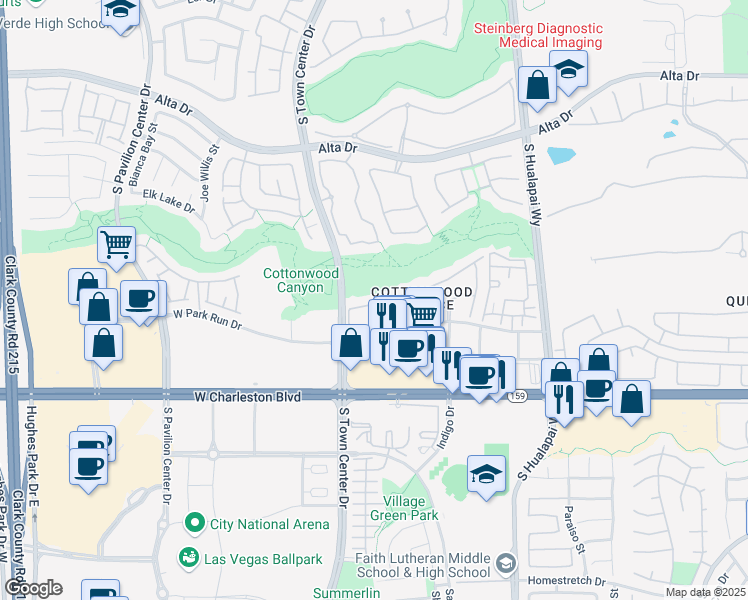map of restaurants, bars, coffee shops, grocery stores, and more near 10328 Birch Bluff Lane in Las Vegas