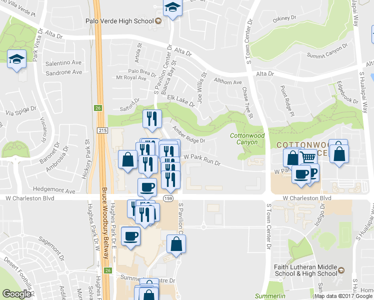 map of restaurants, bars, coffee shops, grocery stores, and more near Pappas Lane in Las Vegas