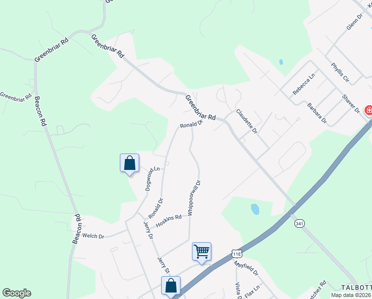 map of restaurants, bars, coffee shops, grocery stores, and more near 885 Whippoorwill Drive in Hamblen County