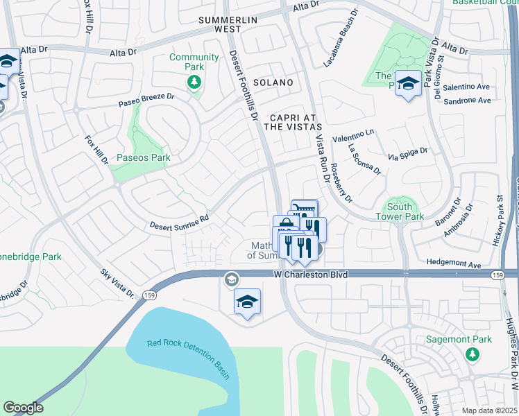 map of restaurants, bars, coffee shops, grocery stores, and more near 11830 Portina Drive in Las Vegas