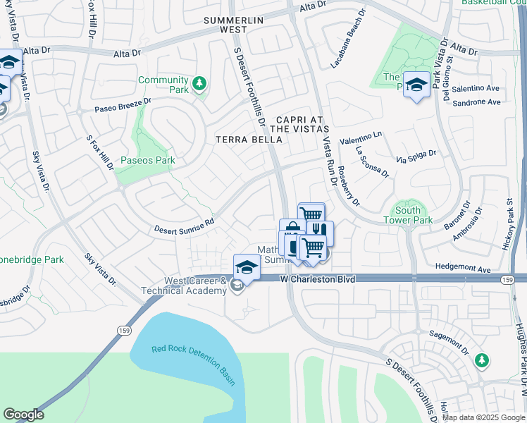 map of restaurants, bars, coffee shops, grocery stores, and more near 11830 Portina Drive in Las Vegas