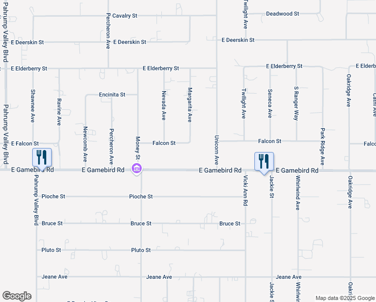 map of restaurants, bars, coffee shops, grocery stores, and more near 1861 Falcon Street in Pahrump