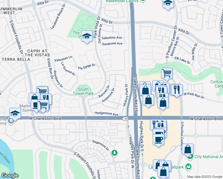 map of restaurants, bars, coffee shops, grocery stores, and more near 957 Ambrosia Drive in Las Vegas