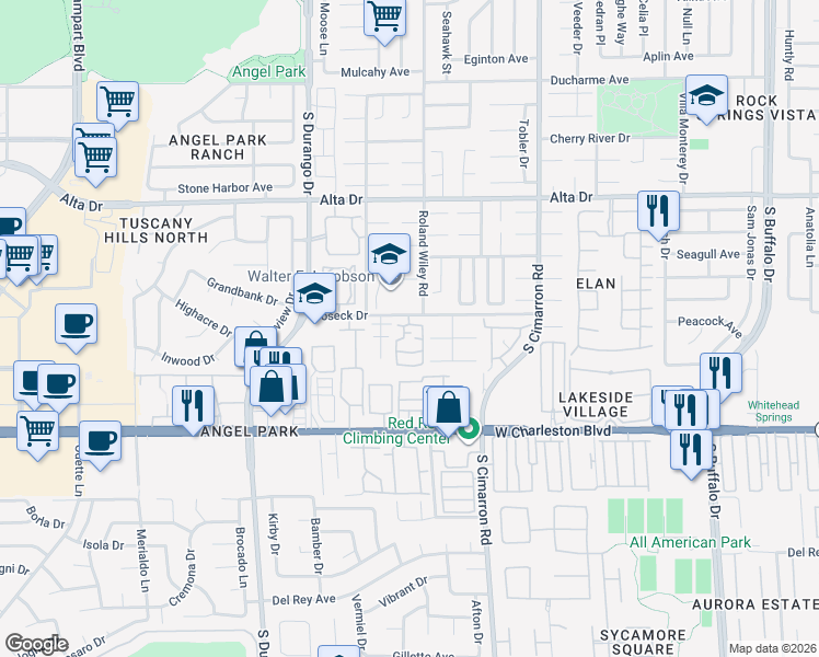 map of restaurants, bars, coffee shops, grocery stores, and more near 8257 Gunther Circle in Las Vegas