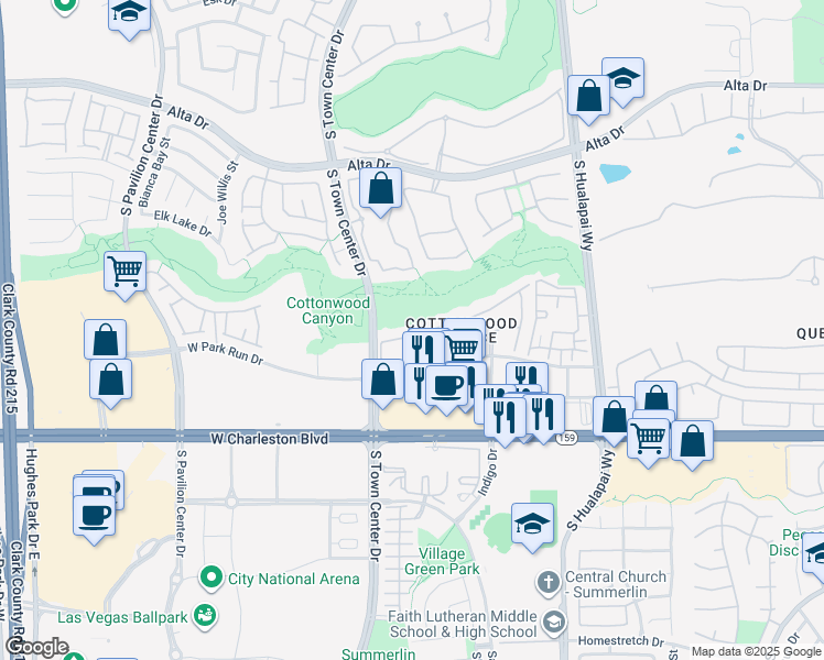 map of restaurants, bars, coffee shops, grocery stores, and more near 10327 Birch Bluff Lane in Las Vegas