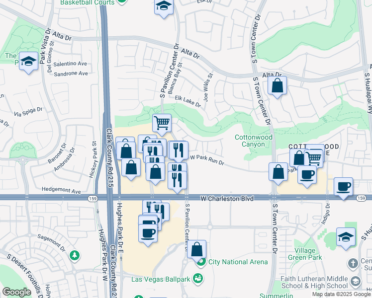 map of restaurants, bars, coffee shops, grocery stores, and more near 821 Titan Peak Place in Las Vegas