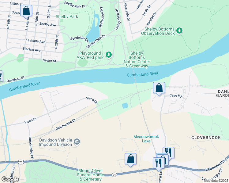 map of restaurants, bars, coffee shops, grocery stores, and more near 1400 Pumping Station Road in Nashville