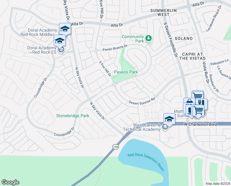 map of restaurants, bars, coffee shops, grocery stores, and more near 12264 Montura Rosa Place in Las Vegas