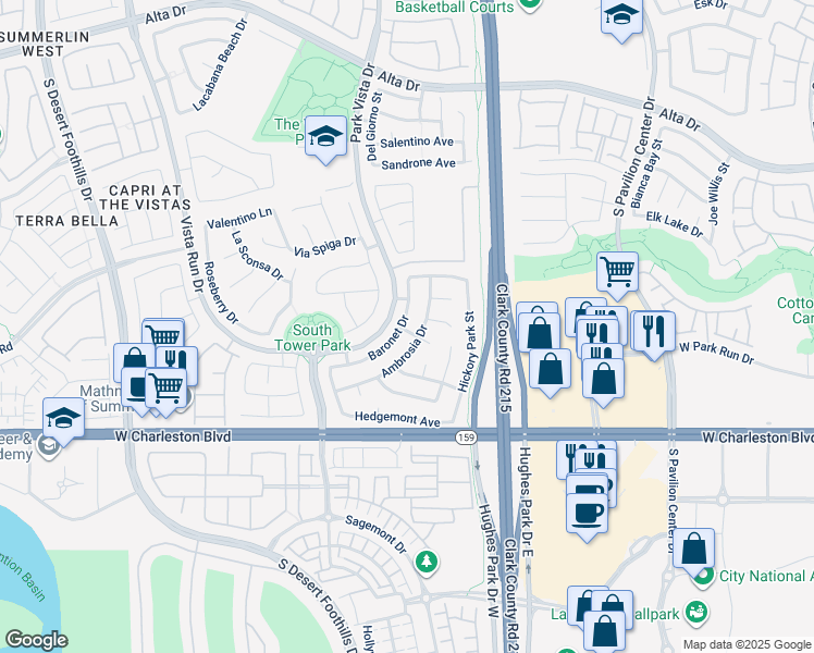 map of restaurants, bars, coffee shops, grocery stores, and more near 956 Baronet Drive in Las Vegas
