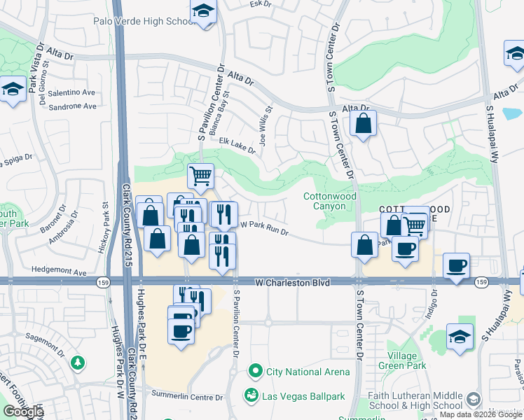 map of restaurants, bars, coffee shops, grocery stores, and more near 821 Glacier Peak Lane in Las Vegas