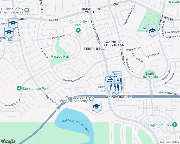 map of restaurants, bars, coffee shops, grocery stores, and more near 845 Pantara Place in Las Vegas