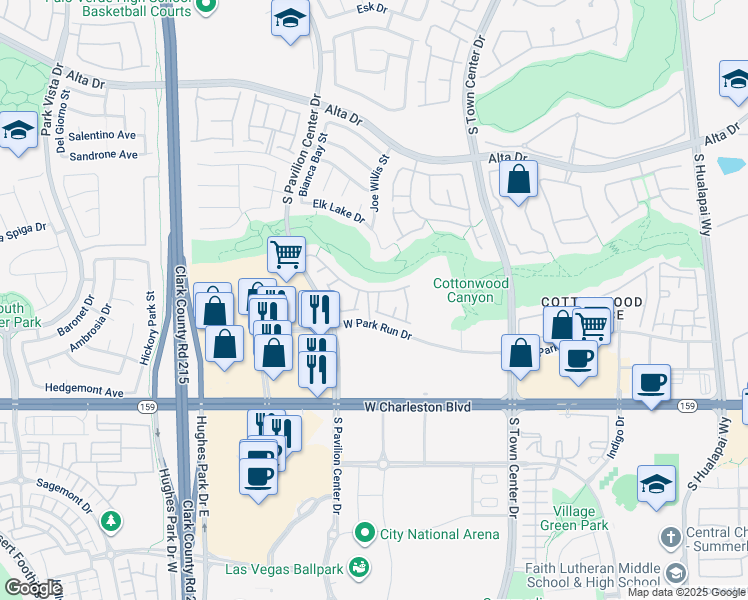 map of restaurants, bars, coffee shops, grocery stores, and more near 821 Glacier Peak Lane in Las Vegas