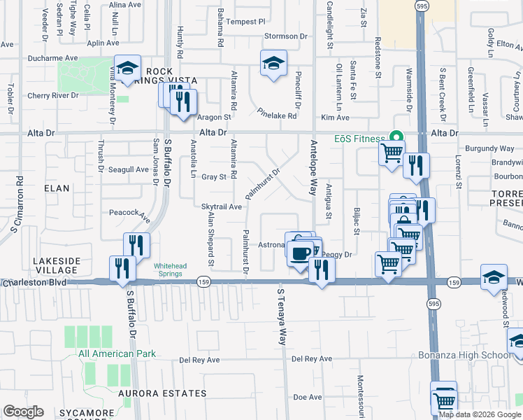 map of restaurants, bars, coffee shops, grocery stores, and more near 7116 Michael Collins Place in Las Vegas