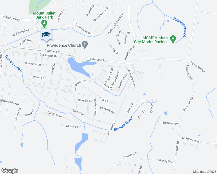map of restaurants, bars, coffee shops, grocery stores, and more near Grey Place in Mount Juliet
