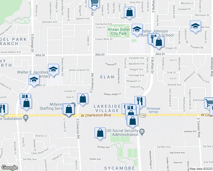 map of restaurants, bars, coffee shops, grocery stores, and more near 845 Yacht Harbor Drive in Las Vegas