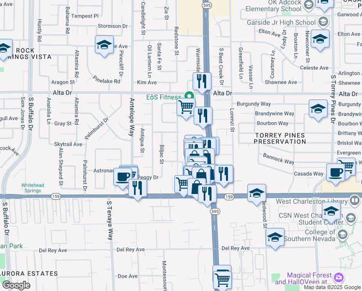 map of restaurants, bars, coffee shops, grocery stores, and more near 813 Cline Street in Las Vegas