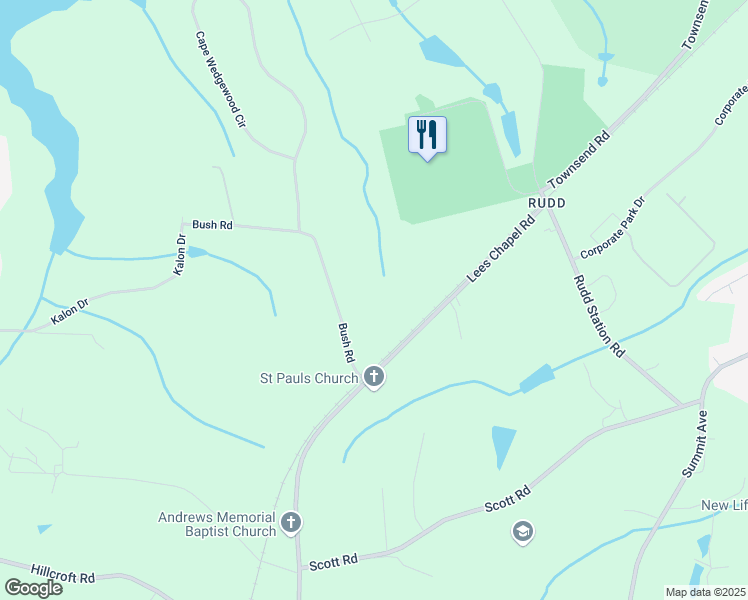 map of restaurants, bars, coffee shops, grocery stores, and more near 5916 Bush Road in Browns Summit