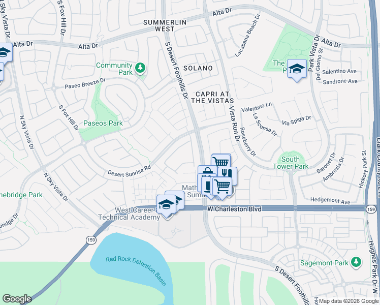 map of restaurants, bars, coffee shops, grocery stores, and more near 845 Canterra Street in Las Vegas