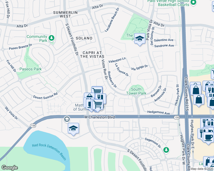 map of restaurants, bars, coffee shops, grocery stores, and more near 914 Roseberry Drive in Las Vegas