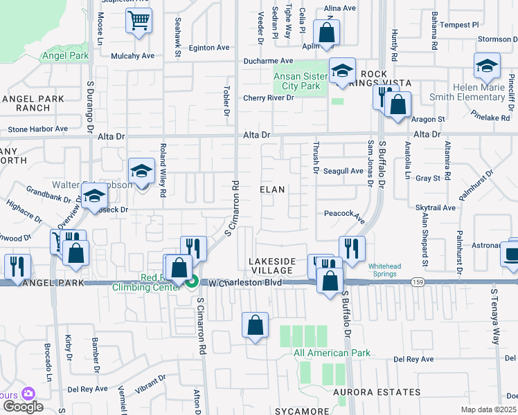 map of restaurants, bars, coffee shops, grocery stores, and more near 805 Yacht Harbor Drive in Las Vegas