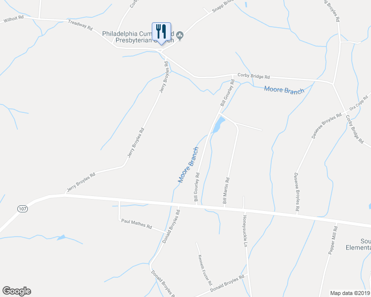 map of restaurants, bars, coffee shops, grocery stores, and more near 189 Bill Gourley Road in Chuckey