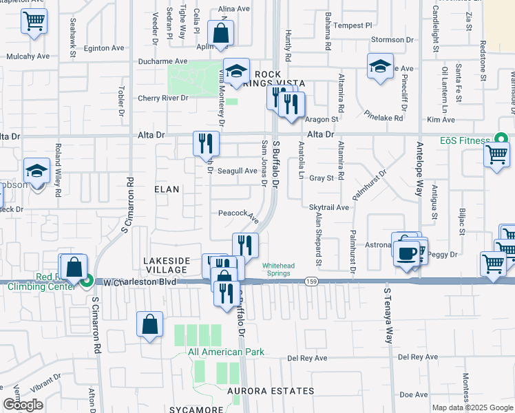 map of restaurants, bars, coffee shops, grocery stores, and more near 720 Sam Jonas Drive in Las Vegas