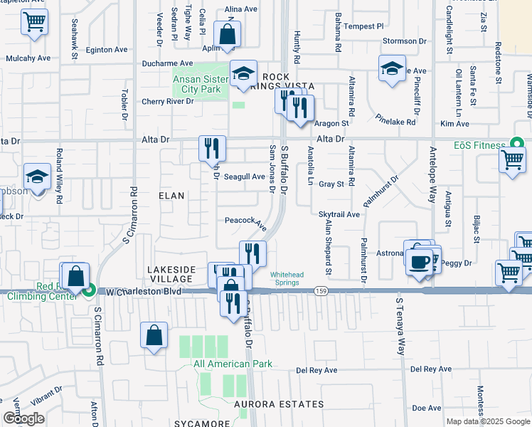 map of restaurants, bars, coffee shops, grocery stores, and more near 720 Sam Jonas Drive in Las Vegas